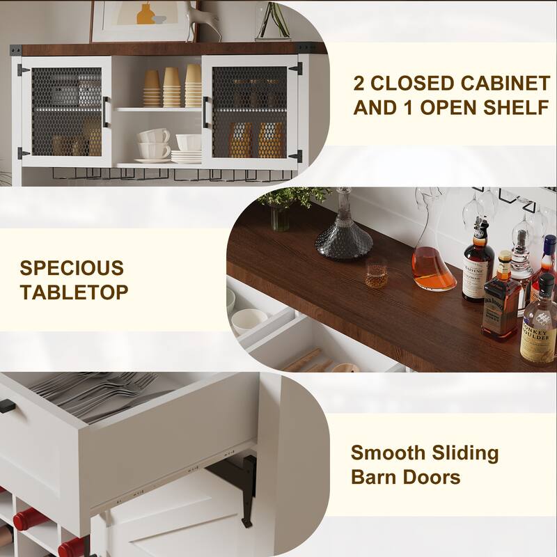 Farmhouse Buffet Cabinet with Sliding Barn Door