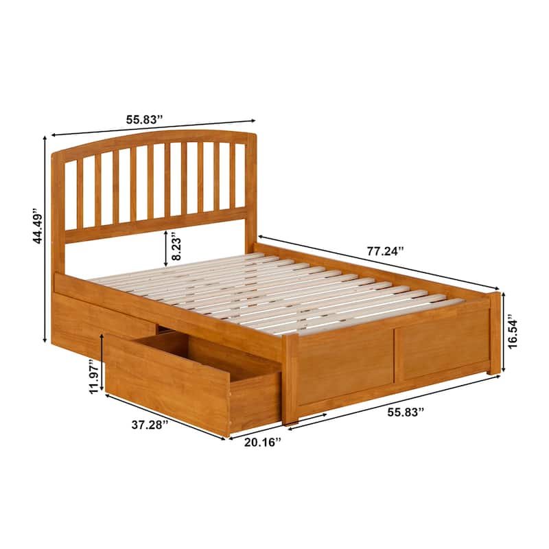 Rustic Wood Platform Bed with Footboard & Storage - Full Size Bed Frame