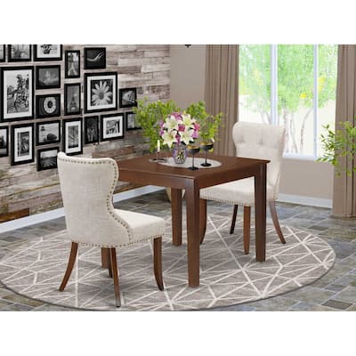 HomeStock 3-Pc Mahogany Finish Solid Wood Top Dining Table Set