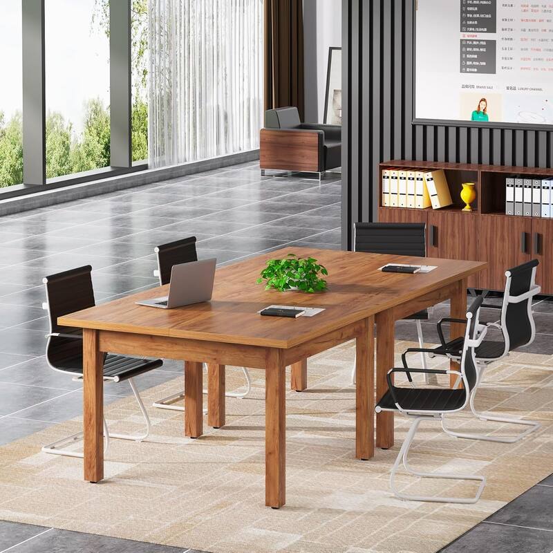 Modern Minimalist Wood 4-Person Square Conference Table/Desk for Meeting Room Seminar Room Boardroom