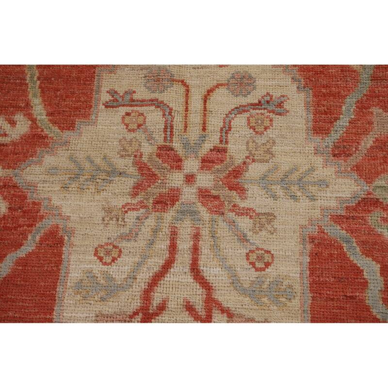 Orange Turkish Oushak Vegetable Dye Area Rug Handmade Wool Carpet - 9'4"x 12'1"
