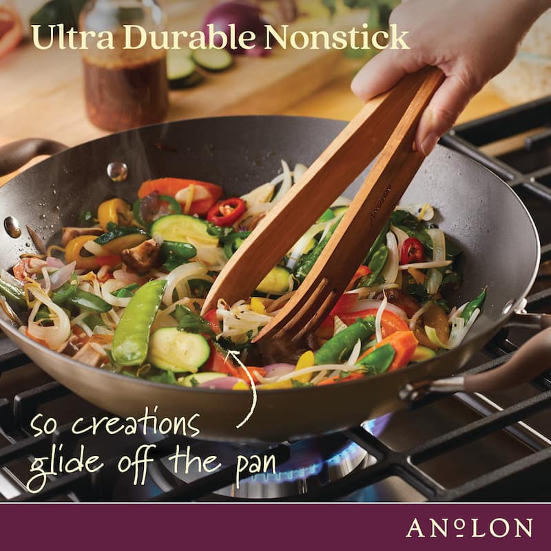 Advanced Home Nonstick Open Stock Cookware 14-Inch Covered Wok, Onyx