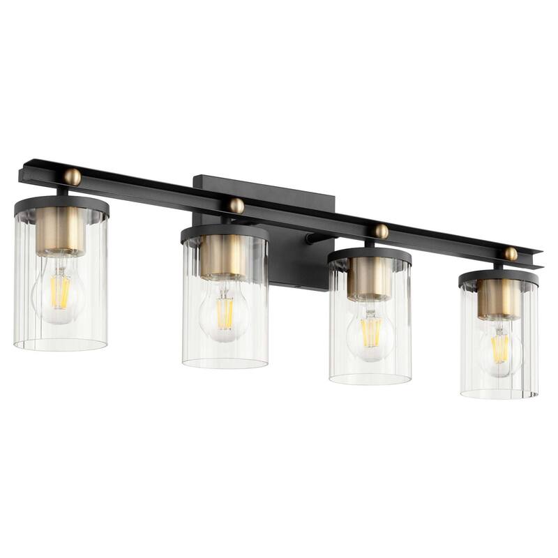 Quorum International 529-4-80 Empire 4 Light 29" Wide Vanity Light - Textured Black / Aged Brass