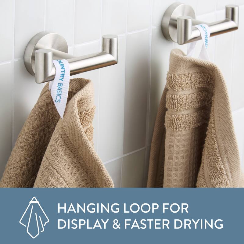 TOWN & COUNTRY BASICS 4-Piece Waffle Woven Terry Stripe Hand Towel Set, - 20"x30"