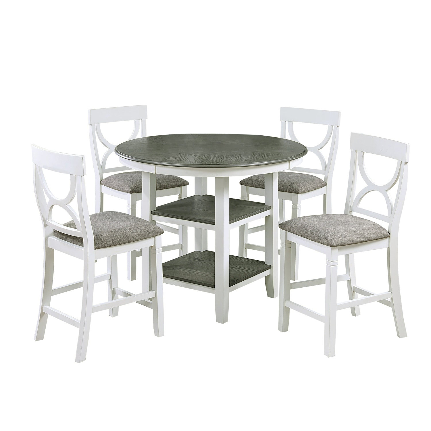 5 Piece Counter Height Dining Set with 2 Open Shelves
