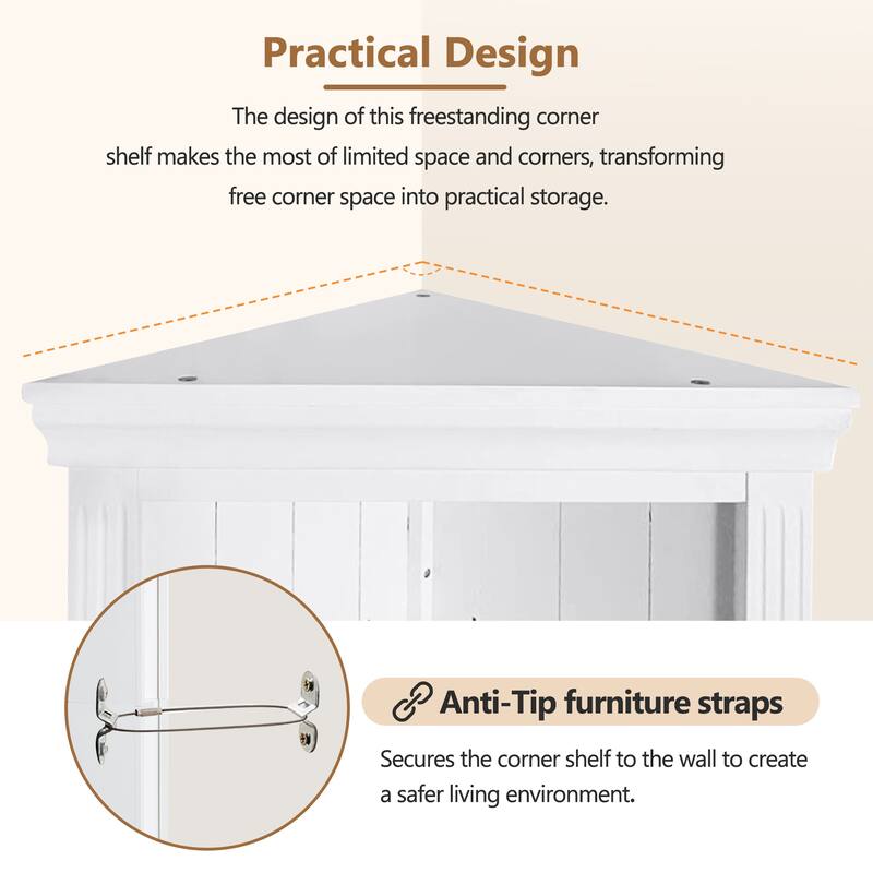 5-Tier Corner Shelf with Open Shelves