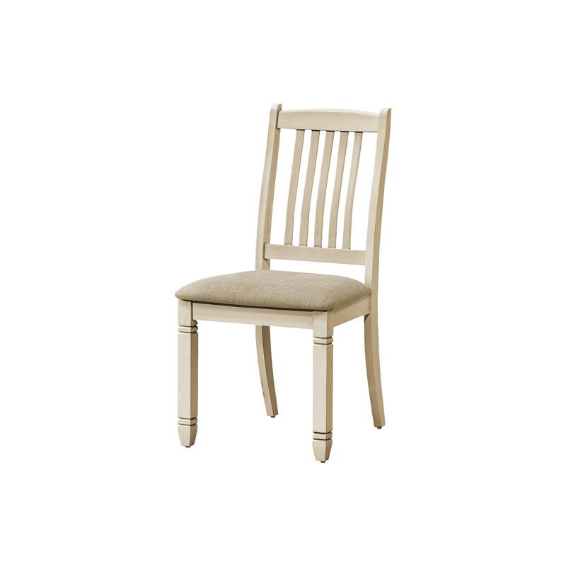Transitional Upholstered Dining Chair, Set Of 2 - White