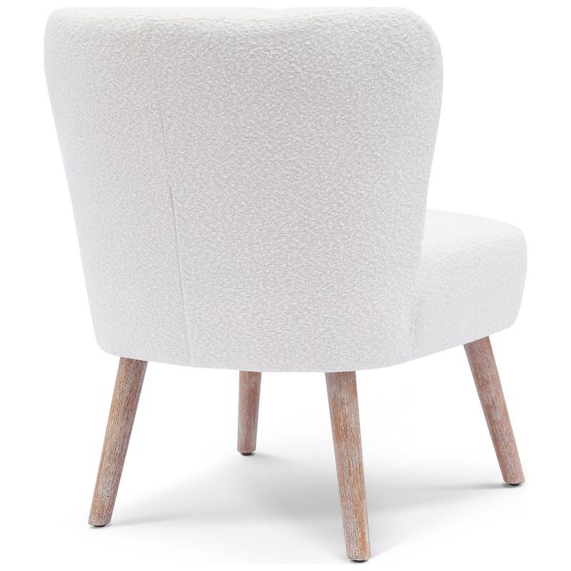 Boucle Polyester Upholstered Armless Accent Chair - Stain Resistant (Set of 2)