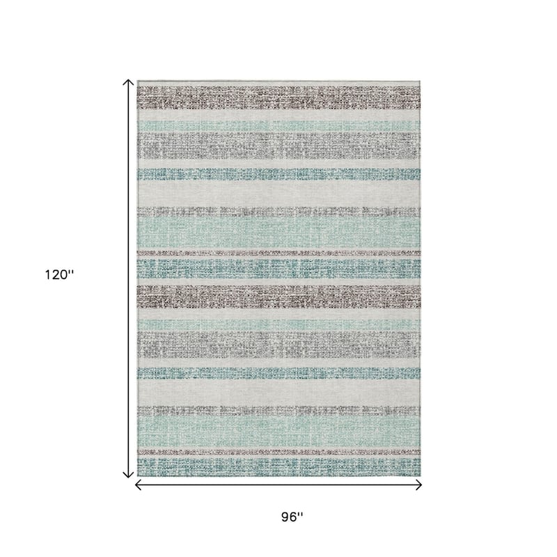 HomeRoots Striped Transitional Rectangle Outdoor Rug