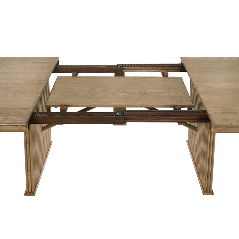 Adina Extension Dining Set Distressed Light Brown