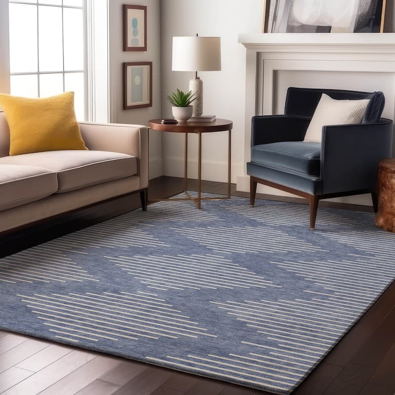 Premium Washable Super Soft Modern Geo Mayfield Rug - Denim - 3' x 5'