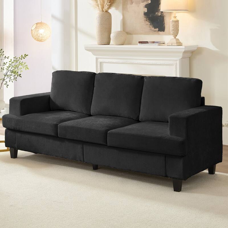 Mixoy W82" Chenille Straight Sectional Sofa,Cloud Sleeper Comfy Upholstered 3-Seater Sofa Couch