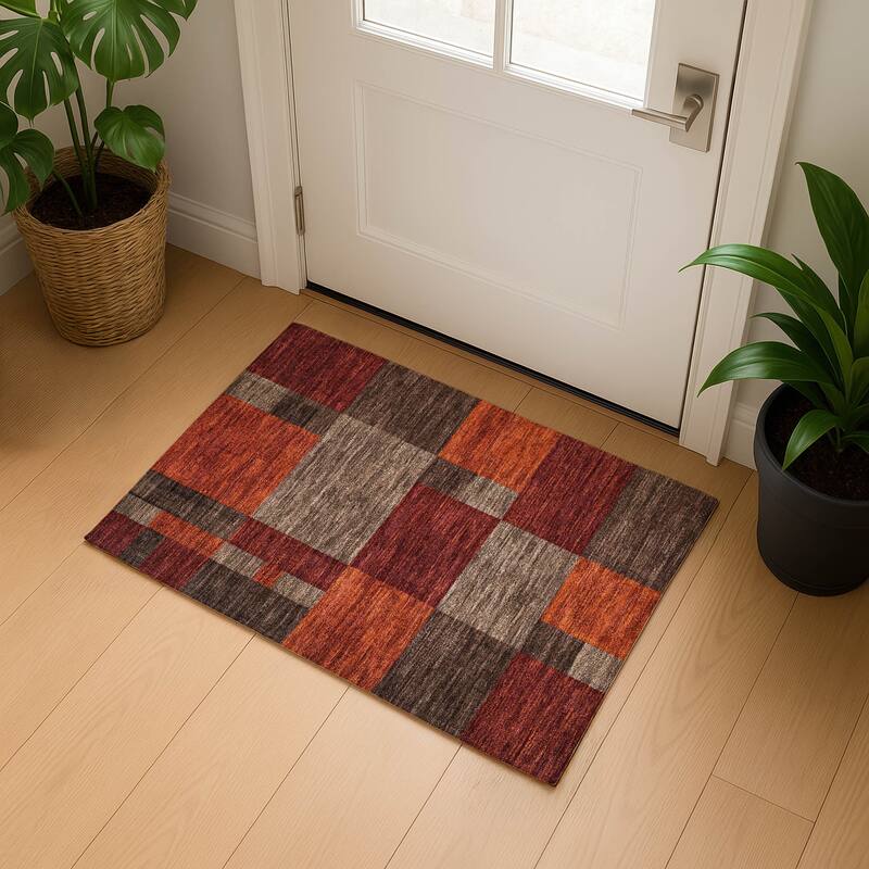 Premium Washable Super Soft Casual Contemporary Mayfield Rug - Chocolate - 1'8" x 2'6"