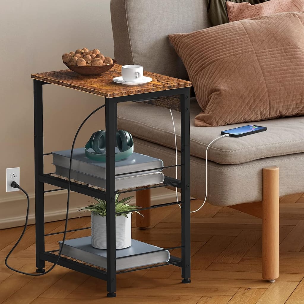 3 Tier Nightstand with Charging Station