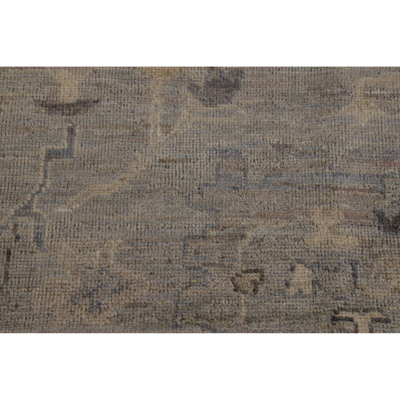 Hand Knotted Oriental 100% Wool Carpet Transitional All-Over Greys & Charcoal Oushak Area Rug - 11' 10'' X 8' 9''