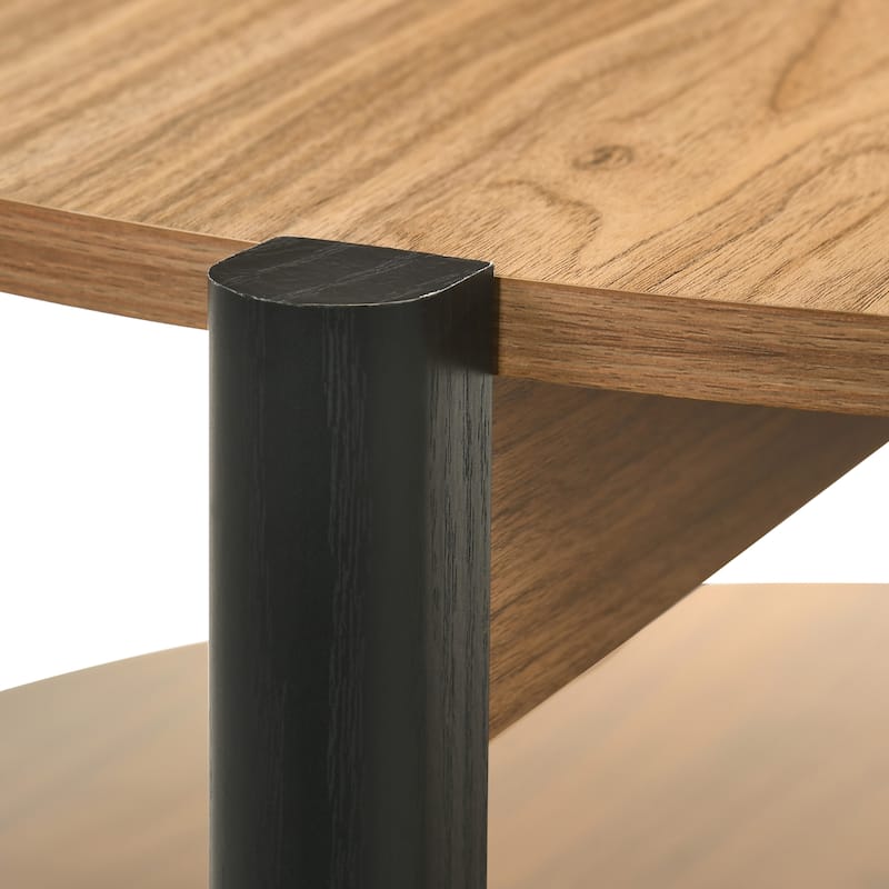 Furniture of America Rovion Round Wood Coffee Table with Open Bottom Shelf