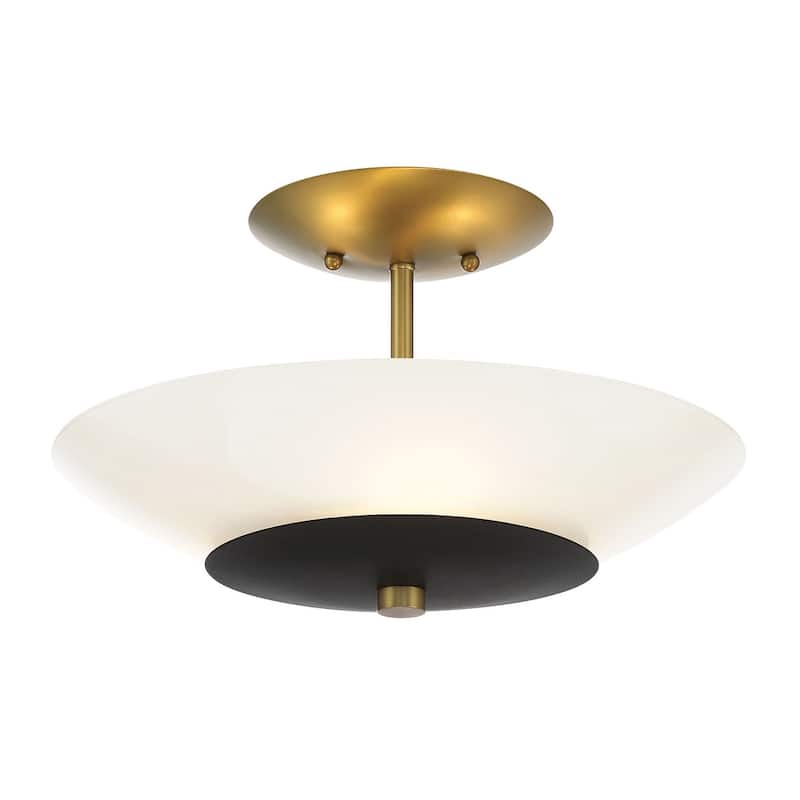 Minka Lavery 1703 Bax 3 Light 14" Wide Semi-Flush Mount Ceiling - Sand Coal / Soft Brass