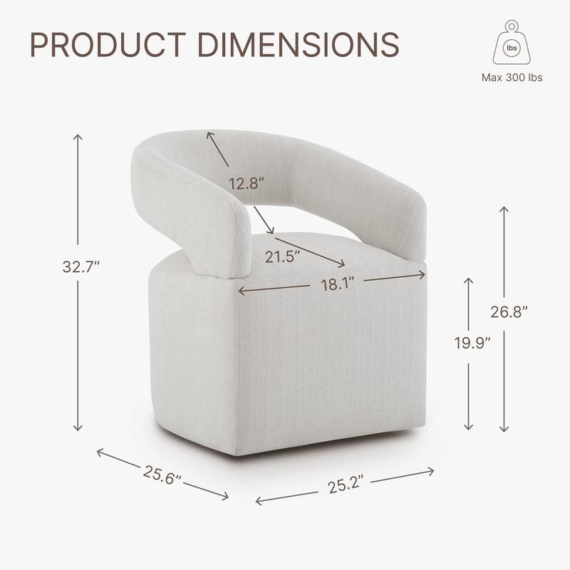 Spruce & Spring Parker Modern Mobile Dining Chair with Casters & Open Back