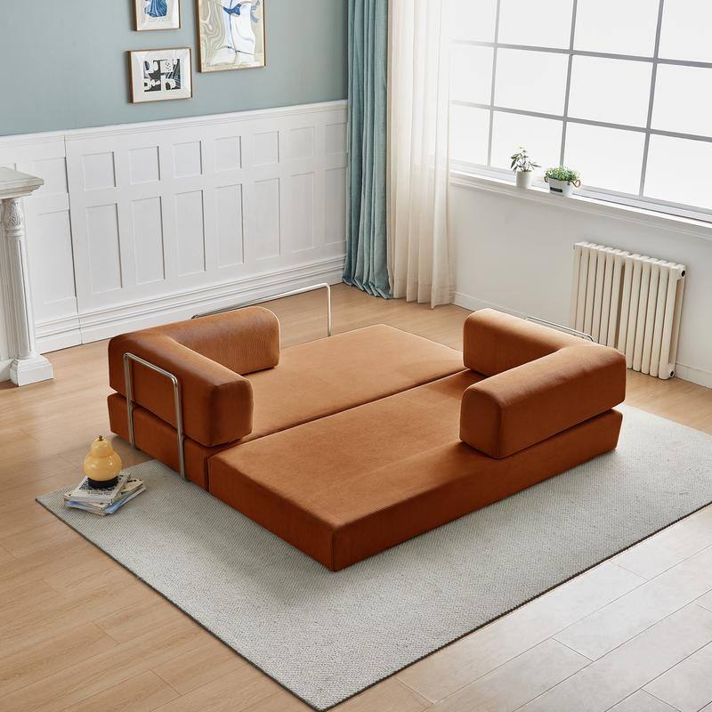 3-Seater Corduroy Sofa Bed, Multi-Functional Compact, Easy Assembly