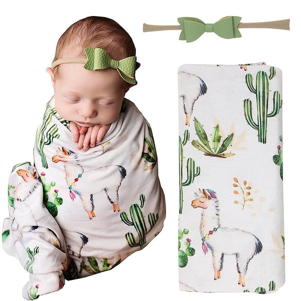 slide 2 of 4, Llama Infant Swaddle Large Blanket