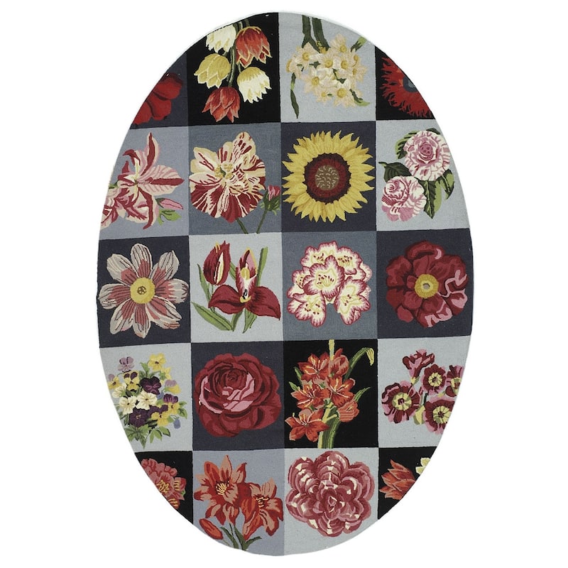 SAFAVIEH Handmade Chelsea Ishilde French Country Wool Rug - 7'6" x 9'6" Oval - Black