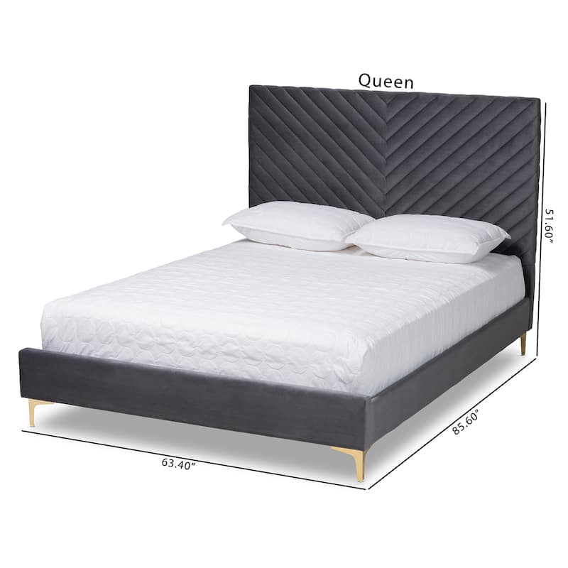 Fabrico Glam & Luxe Velvet Upholstered Metal Platform Bed