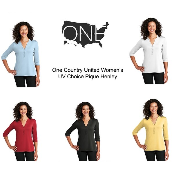 One Country United Ladies 3/4 Sleeve Henley. Opens flyout.