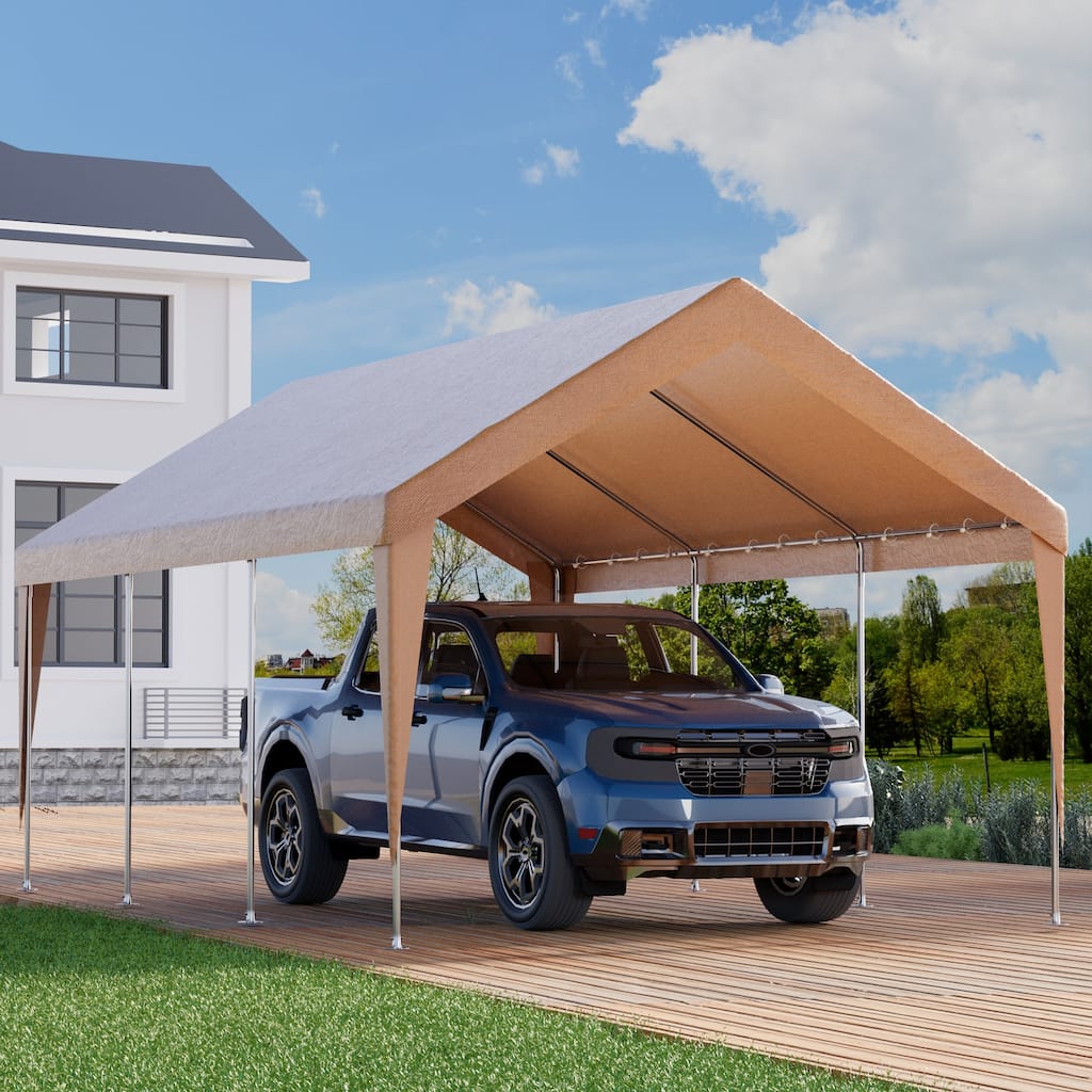 Heavy Duty Carport, All-Weather Waterproof Shelter with Steel Frame for Cars, Boats & Equipment