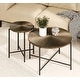 preview thumbnail 1 of 22, Crafted Wood Radial Pattern Coffee Table Set Dark Walnut