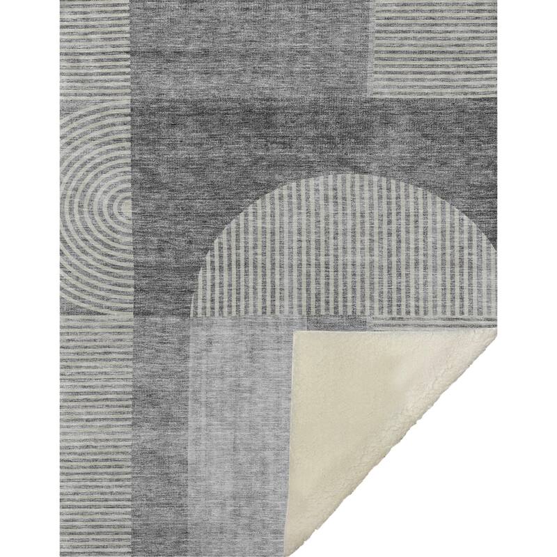 Premium Machine Washable Modern Geo Sherpa Throw Blanket