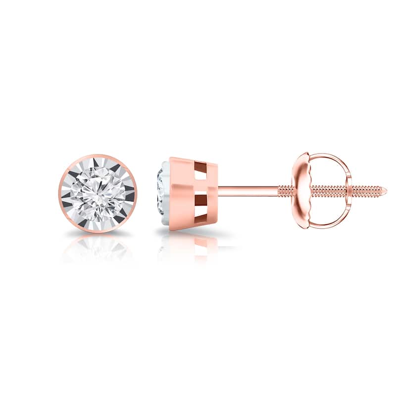 Auriya 1/5ctw Bezel-set Diamond Stud Earrings 14k Gold (G-H, VS1-VS2)