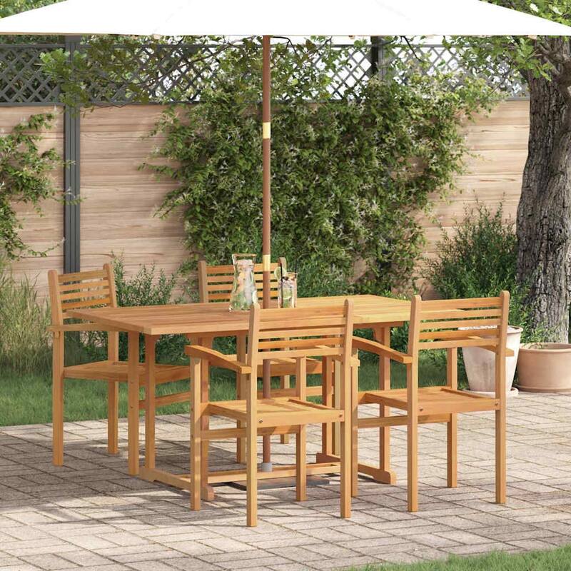 vidaXL Garden Dining Set 5 pcs Natural Solid Acacia Wood - 21.65 x 22.05 x 35.63 in - Brown-1