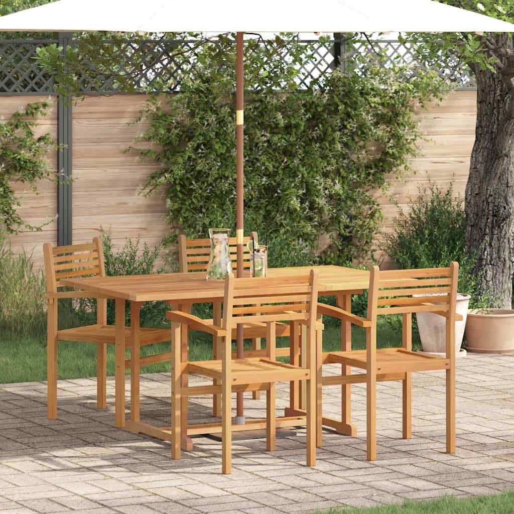 vidaXL Garden Dining Set 5 pcs Natural Solid Acacia Wood - 21.65 x 22.05 x 35.63 in