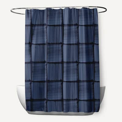 Basketweave Geometric Print Shower Curtain (71 x 74)