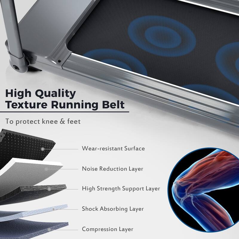 Foldable Treadmill, Compact Electric Space Saver Folding Treadmill, Running 0.8-14KM/h Speed 330LBS Weight Capacity