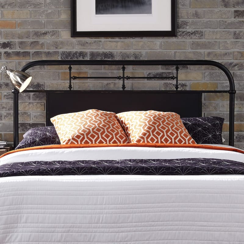 Vintage Series Distressed Queen Metal Headboard - Black