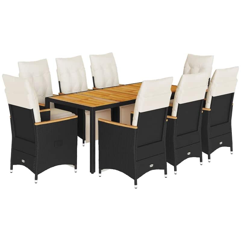 vidaXL Patio Bistro Set with Cushions Outdoor Garden Furniture Poly Rattan - 31.5 x 74.8 x 29.5