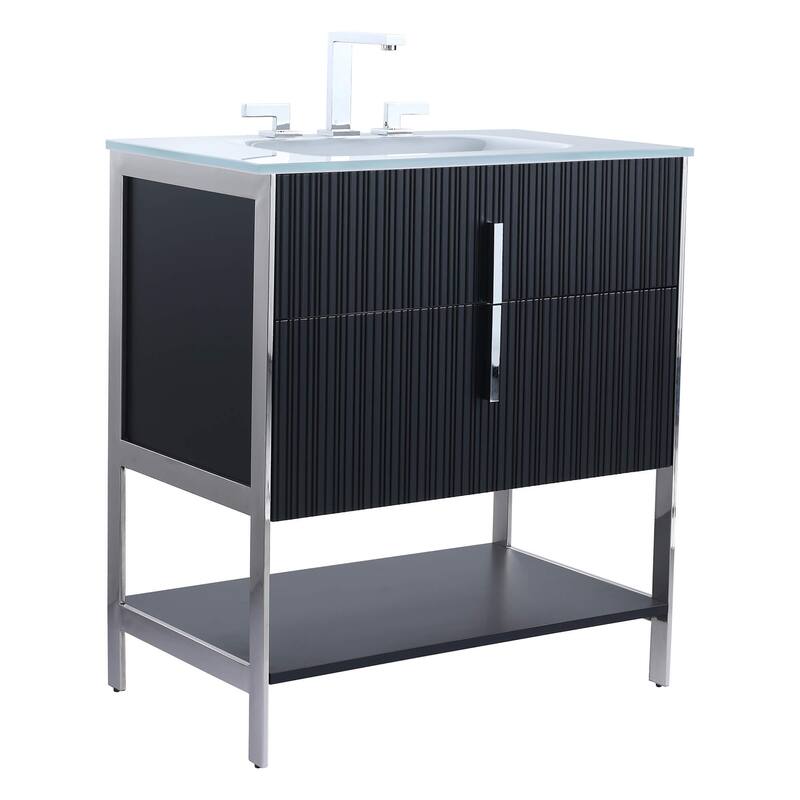 Fine Fixtures Serenity Modern bathroom vanity - Black Matte - Chrome Hardware