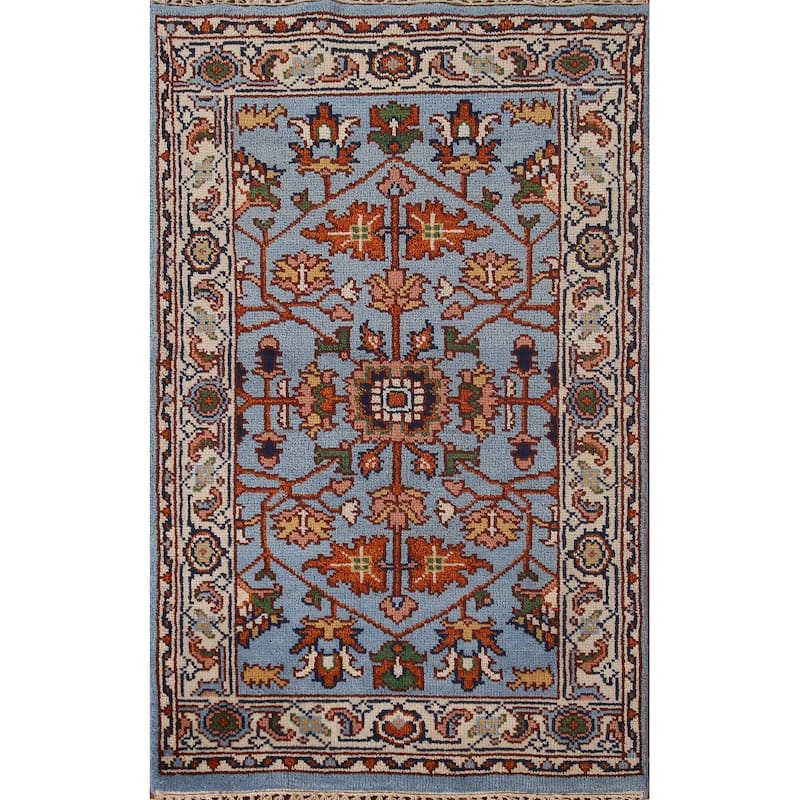 All-Over Floral Heriz Serapi Oriental Accent Rug Handmade Wool Carpet - 3'11"x 5'0"