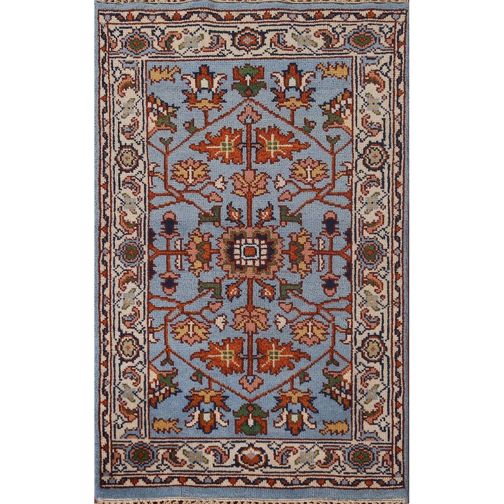 All-Over Floral Heriz Serapi Oriental Accent Rug Handmade Wool Carpet - 3'11"x 5'0"
