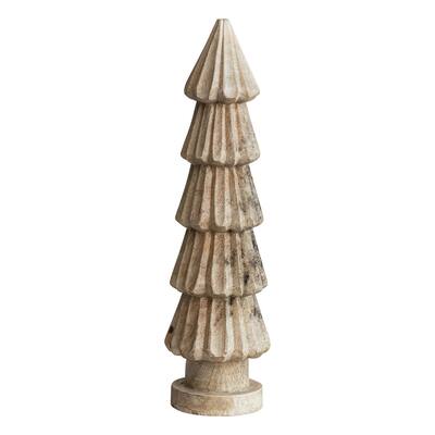 Carved Mango Wood Tree - 3.25"L x 3.25"W x 12.0"H