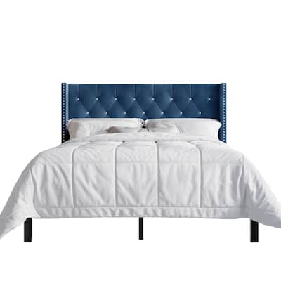 CraftPorch 3 Piece Bedroom Nightstands Set Wingback Tufted Bed