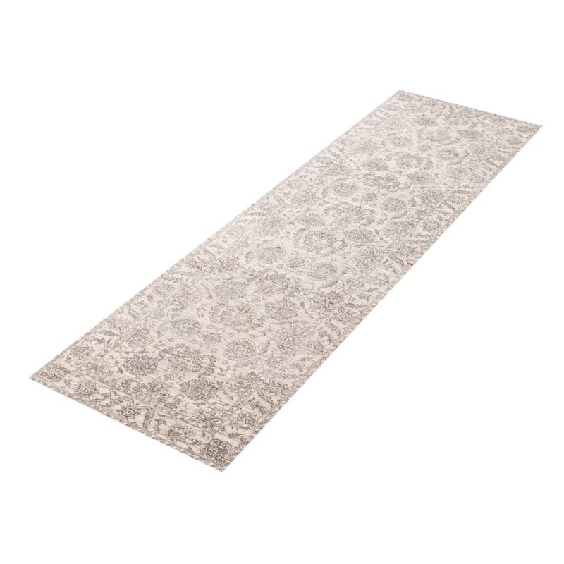 ECARPETGALLERY Hand-knotted Heritage Grey Silk, Wool Rug - 2' 7" x 8' 7"