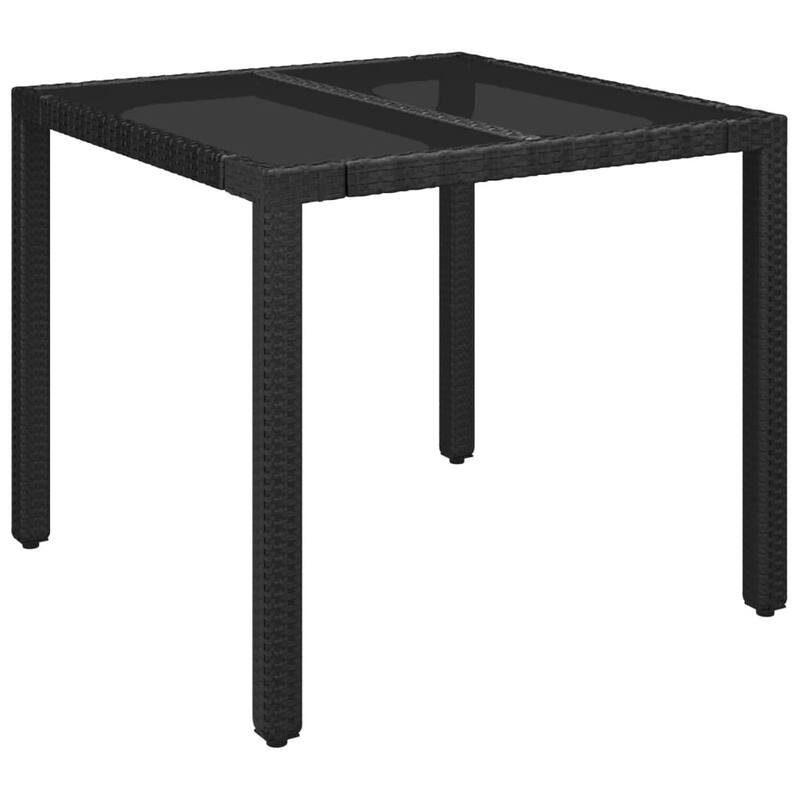 vidaXL 3 Piece Patio Dining Set with Cushions Black Poly Rattan - 18.9" x 21.7" x 34.6"