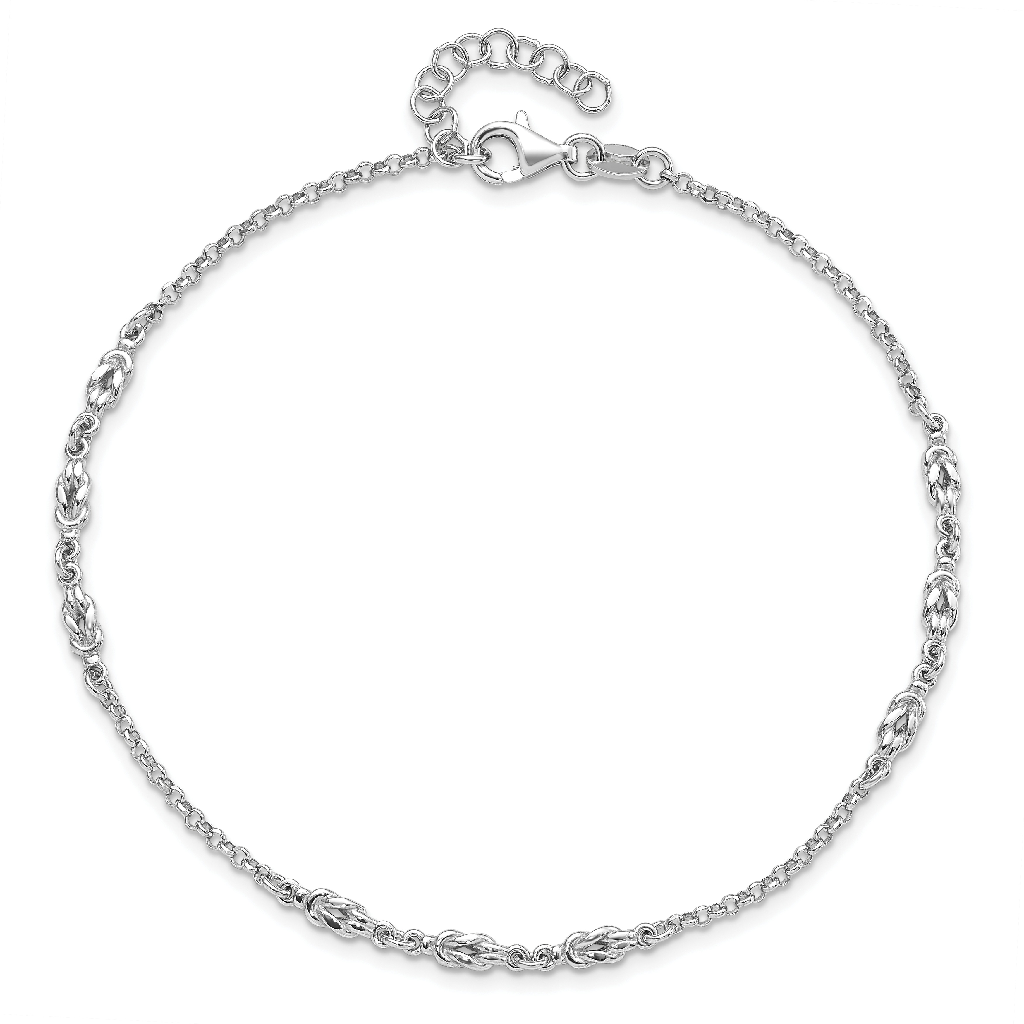 Sterling Silver 9 inch with 1 inch Extension Adjustable Rombo-Figaro Anklet Sterling Silver 9 inch with 1 inch Extension Adjustable Rombo-Figaro Anklet