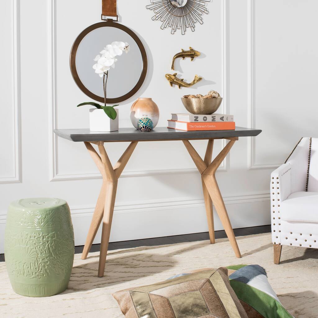 SAFAVIEH Jablenka Dark Grey Modern Concrete Indoor/ Outdoor Console - 47.2" x 15.8" x 29.9" - 47Wx16Dx30H