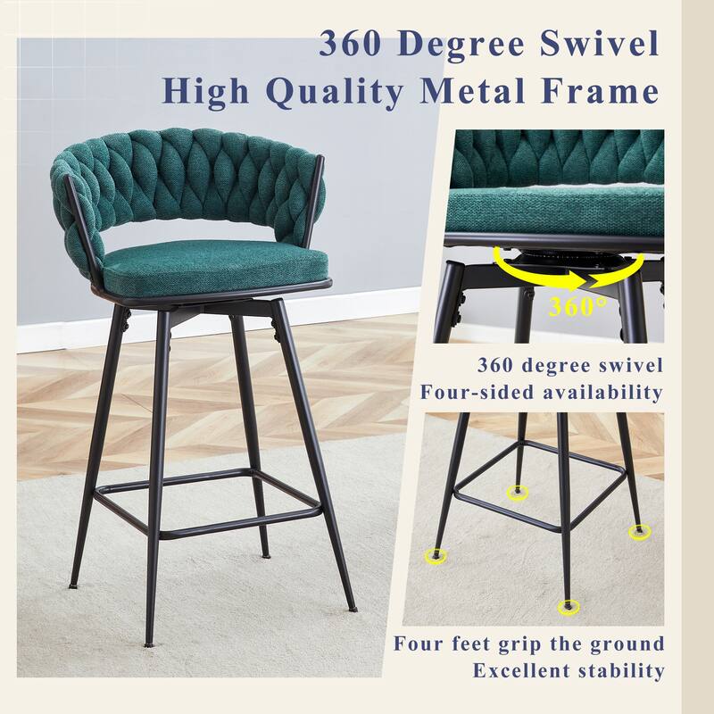 Retro Bar Stools, Swivel Rotating Stools(Set of 2)