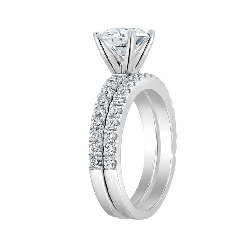 Auriya 14k-White Gold Lab Grown Round Diamond Bridal-Ring-Set 1.45 ct. tw. (G-H VS)