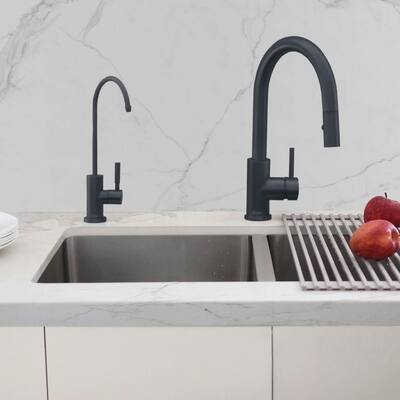 STYLISH Pull Dow Kitchen Faucet + Water Tap - Matte Black Finish