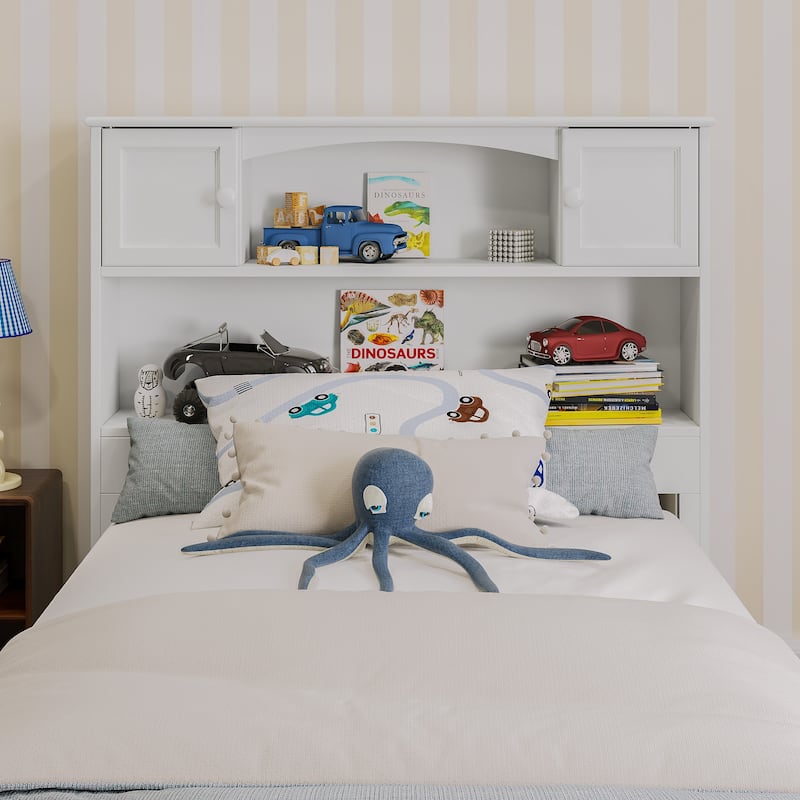 Handmade Twin Headboard - Solid Wood Bed Frame Mount, Storage Shelves, USB Charger, Durable Finish